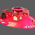 Red New Park Structure With Checkerboard Design And Entrance Features 3d model