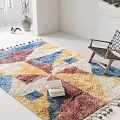 Plush Square Rug With Multicolored Geometric Patterns In Indoor Living Space 3d model