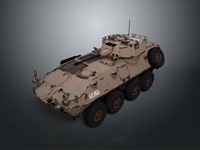 Military Tank M1117 with Tan Armor Six Wheels and Antenna 3d model