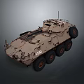 Military Tank M1117 with Tan Armor Six Wheels and Antenna