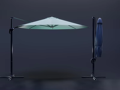 Green Outdoor Patio Umbrella With Black Frame Sturdy And Foldable Design 3d model