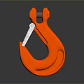 Orange Industrial Lifting Hook With Safety Latch And Heavy Duty Construction