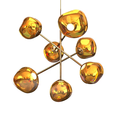 Elegant Golden Spherical Bulb Chandelier With Modern Artistic Design For Home Decoration 3d model