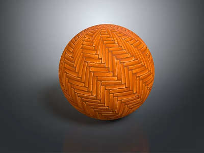 Wooden Floor Herringbone Pattern 3D Spherical Display with Vibrant Orange Natural Texture 3d model