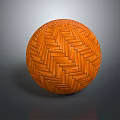Wooden Floor Herringbone Pattern 3D Spherical Display with Vibrant Orange Natural Texture