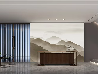 New Chinese Front Desk Zen Front Office 3d model