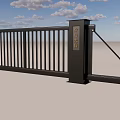Electric flat push retractable door gate for fence 3d model