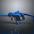 Modern Blue Tactical Submachine Gun With Metallic Finish Black Grip And Yellow Components