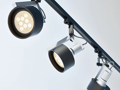 Track Mounted Downlights And Spotlights With Modern Sleek Design For Interior Illumination 3d model