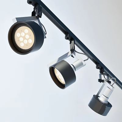 Track Mounted Downlights And Spotlights With Modern Sleek Design For Interior Illumination 3d model