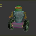 Robot Character With Red Top Transparent Body Metallic Structure Mechanical Arms And Wheels