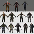 Game And Movie Character Designs With Different Outfits In Standing Poses
