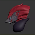 Fantasy Creature Character With Red Head Gray Face Blue Eyes And Purple Body