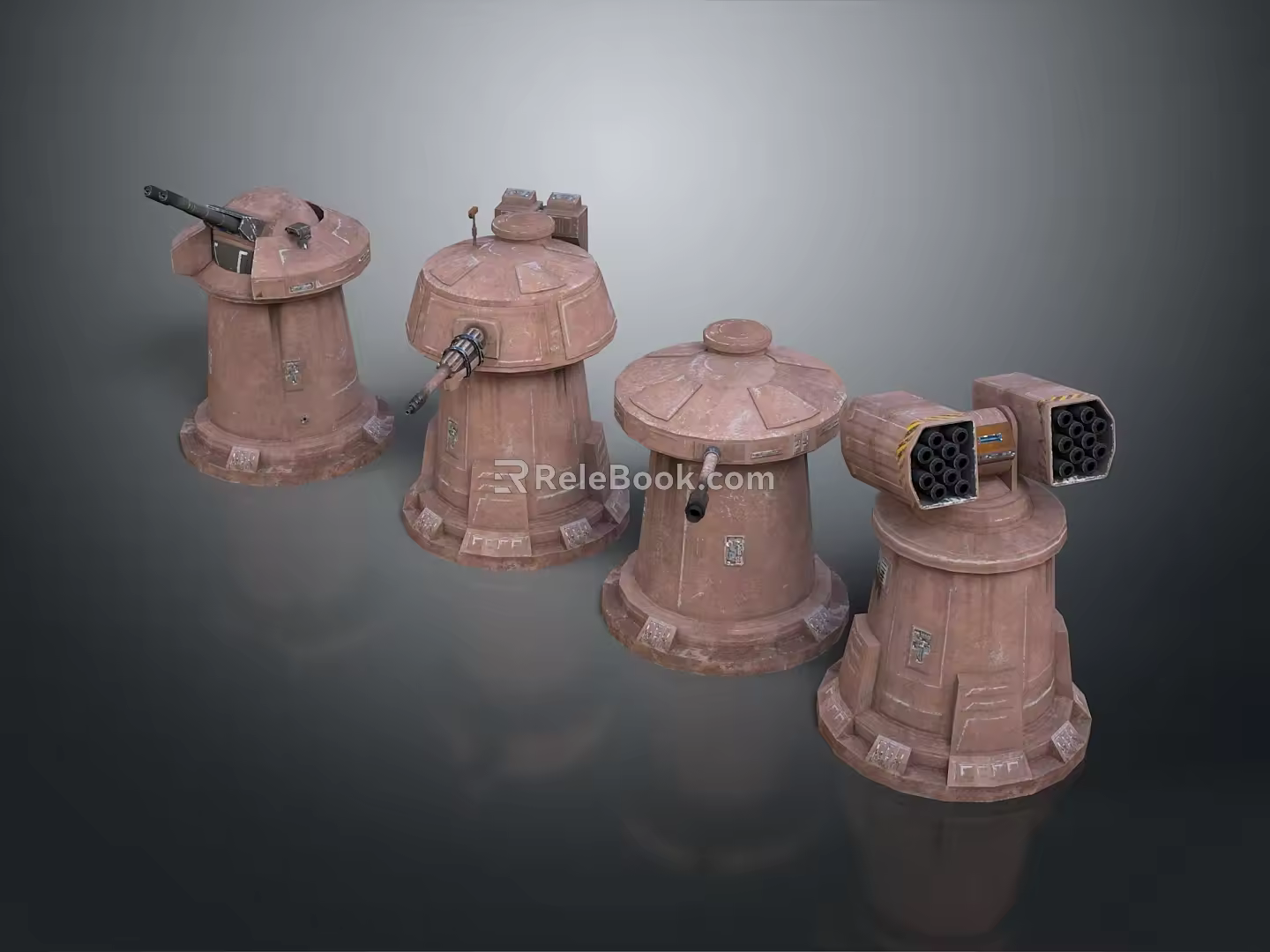 Turret Turntable Railgun Sci-fi Tower Defense Game Tower Defense Sci-fi Turret Game Turret Game Battery 3d model
