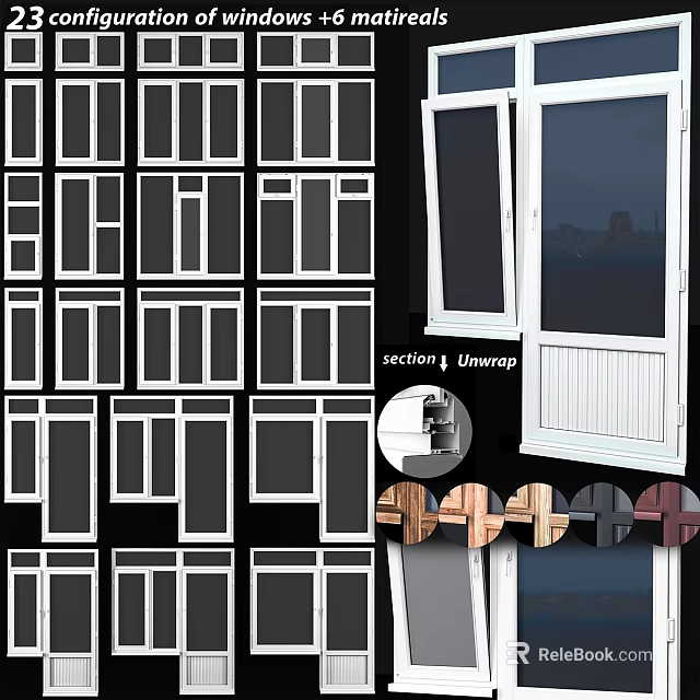 Casement Window Styles Featuring Modern Designs And Various Frame Material Options 3d model 