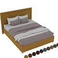 Double Bed with Dark Gray Upholstered Headboard and Light Gray Bedding