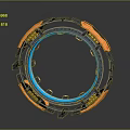 Mechanical Ring Structure With Blue Orange Accents And Metallic Glowing Elements 3d model