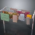 Clothesline Displaying Colorful Patterned Fabrics In Various Designs