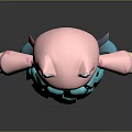 Cute Game And Movie Character With Pink Cat Ear Hood Purple Hair And Blue Skirt