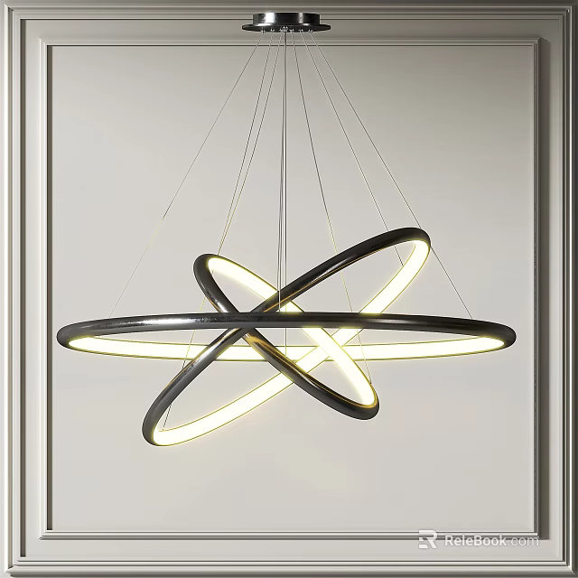 Modern Illuminated Chandelier With Circular Rings And Sleek Contemporary Design 3d model 