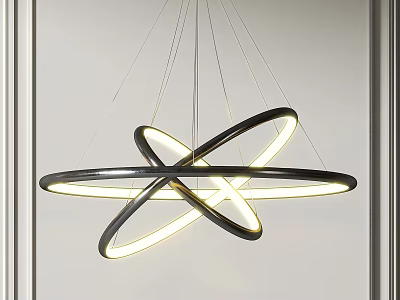 Modern Illuminated Chandelier With Circular Rings And Sleek Contemporary Design 3d model