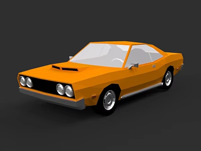Classic Orange Muscle Car with Two Door Design Front Grille Round Headlights Sleek Body Lines 3d model