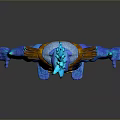 Blue Scaled Humanoid Character With Orange Armor And Horned Head Fantasy Figure
