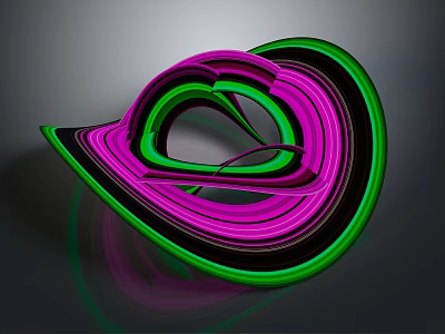 Abstract Colorful Purple Green Twisted Lines 3D Structure on Dark Background 3d model