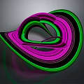 Abstract Colorful Purple Green Twisted Lines 3D Structure on Dark Background 3d model