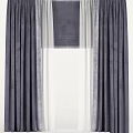 Dark Gray Velvet Curtains With Sheer Panels For Layered Window Design