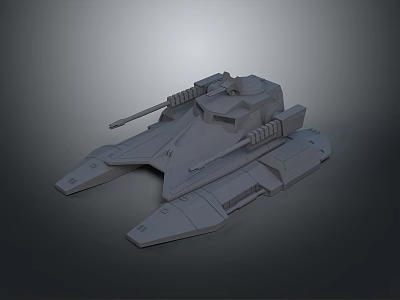 Futuristic Armored Vehicle 3D Model With Turret And Weapon Systems 3d model