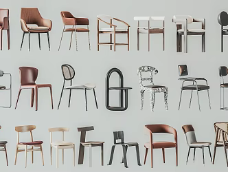 Modern single chair dining chair 3d model