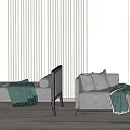 New Chinese Style Bed End Stool Bed End Stool Combination 3d model