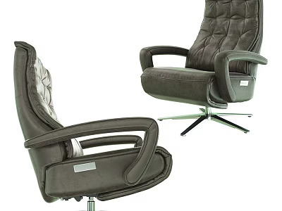 Modern Dark Office Chair With Quilted Back Swivel Base And Padded Armrests 3d model