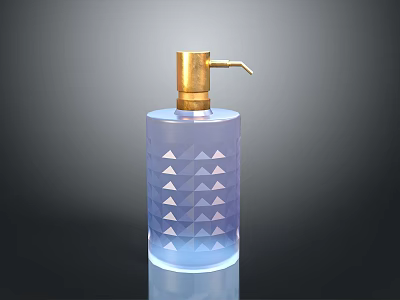 Transparent Glass Bottle With Gold Pump And Diamond Pattern For Daily Use 3d model