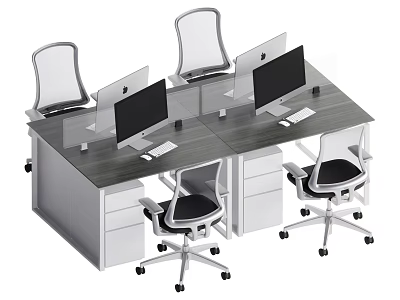 Modern office desk and chair combination desk 3d model