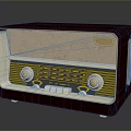 Vintage Brown Radio With Retro Design Front Panel Golden Knobs And Decorative Lines
