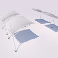 Outdoor Tensile Membrane Structure With White Canopy And Support Frame Design 3d model