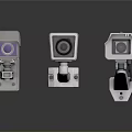 Three White Computer Web Cameras With High Definition Lens And Network Functionality