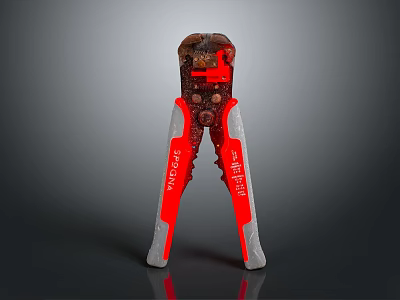 Multi functional Electric Pliers with Red and Gray Handles for Wire Stripping and Cutting Tasks 3d model