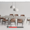Quiet Dining Table and Chair Combination Dining Table and Chair 3d model