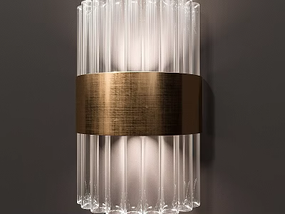 Modern Glass Striped Wall Light With Brass Metal Band And Wall Mounted Design 3d model