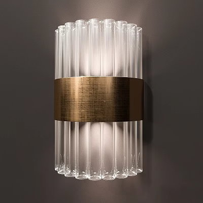 Modern Glass Striped Wall Light With Brass Metal Band And Wall Mounted Design 3d model