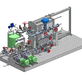 Industrial Equipment With Pipes Valves Green Blue Components Metal Frame And Platform