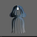 Modern Jellyfish Shaped Chandelier With Gradient Blue And White Flowing Strips