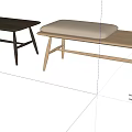 Light Wooden Leisure Bench with Beige Cushion Gray Blanket and Magazines