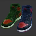 High Top Black Red Nike Swoosh Shoes With White Sole And Leather Upper