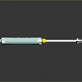 Blue Green Plastic Injection Tool With Yellow Component Cylindrical Handle And Metal Tip