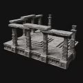 Ancient Architecture Structure With Intricate Stone Pillars And Carved Stone Steps 3d model