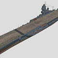 Aircraft Carrier With Long Flight Deck And Military Aircraft On Deck